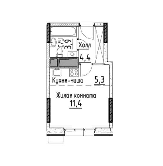 Продаётся студия, 25 м²