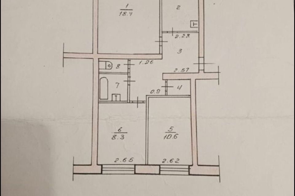 Продаётся 3-комнатная квартира, 62 м²