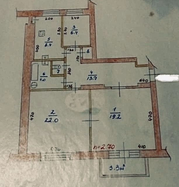 Продаётся 3-комнатная квартира, 75.7 м²