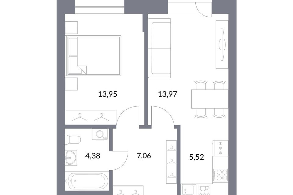 Продаётся 2-комнатная квартира, 47.9 м²