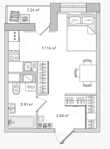 Продаётся студия, 26.3 м²