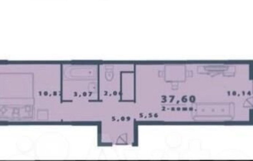 Продаётся 2-комнатная квартира, 37.63 м²