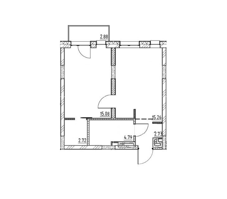 Продаётся 1-комнатная квартира, 41.44 м²