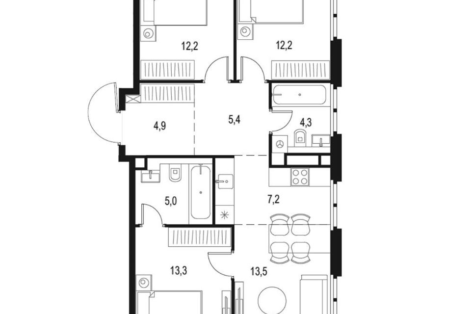 Продаётся 3-комнатная квартира, 78 м²