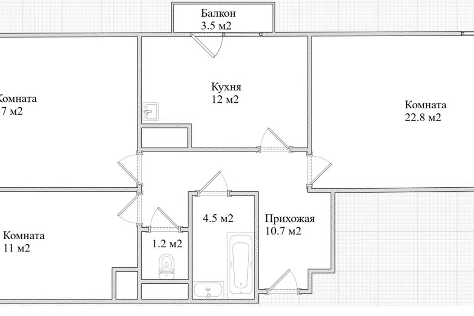 Продаётся 3-комнатная квартира, 79 м²