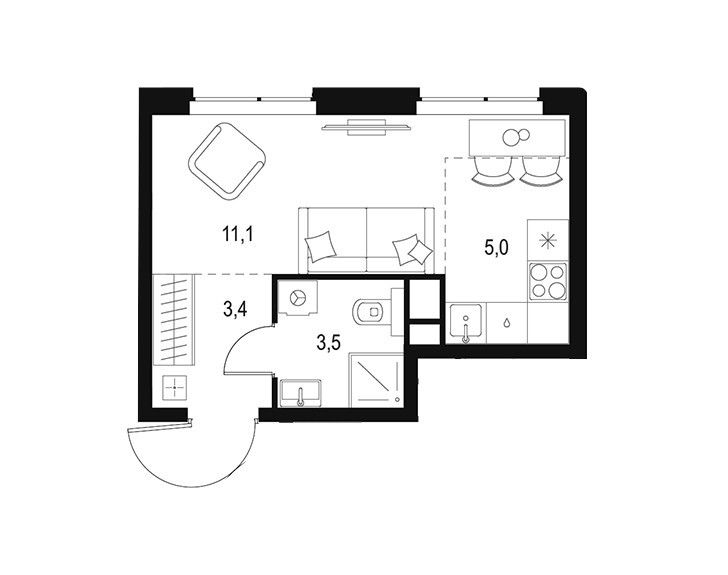 Продаётся студия, 23 м²