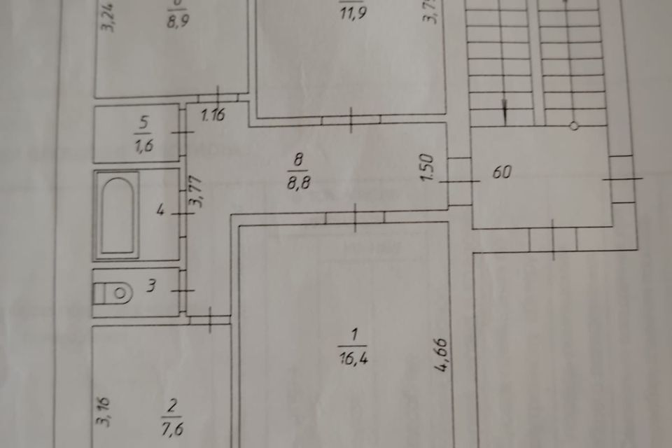 Продаётся 3-комнатная квартира, 59.1 м²