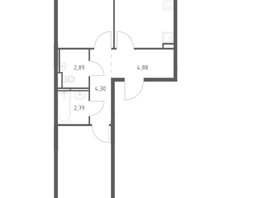 Продаётся 2-комнатная квартира, 57.5 м²