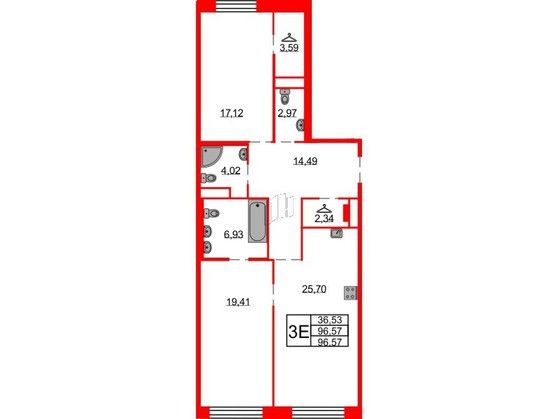Продаётся 2-комнатная квартира, 96 м²