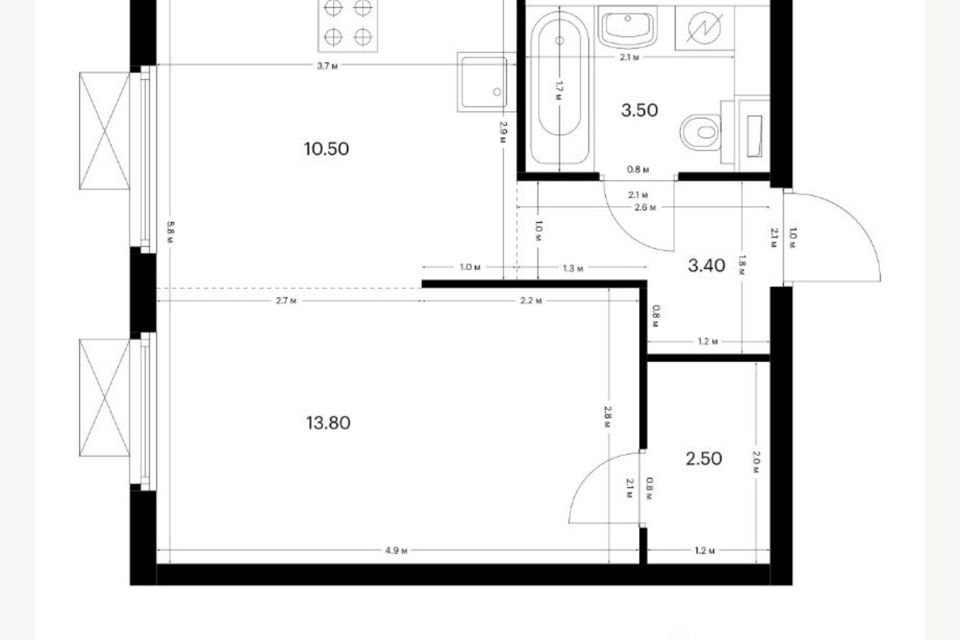 Продаётся 1-комнатная квартира, 33.7 м²