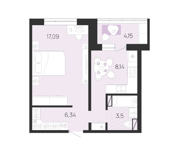 Продаётся 1-комнатная квартира, 37.15 м²