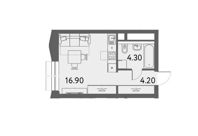 Продаётся студия, 25.4 м²