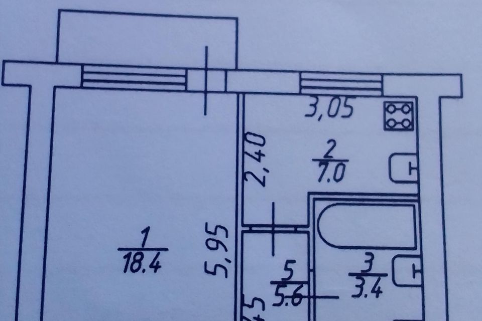 Продаётся 1-комнатная квартира, 38.1 м²