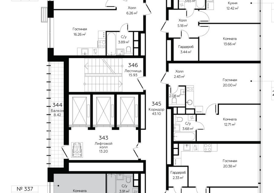 Продаётся 1-комнатная квартира, 45.2 м²