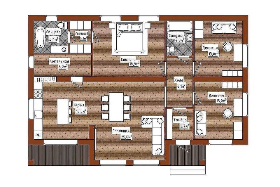Продаётся 1-этажный дом, 109 м²