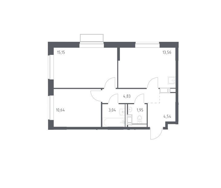 Продаётся 2-комнатная квартира, 53.7 м²