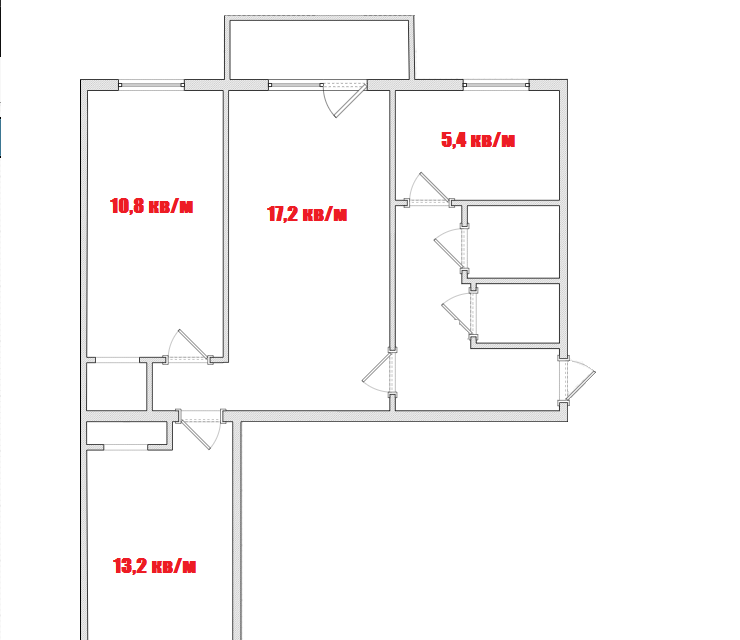 Продаётся 3-комнатная квартира, 56.4 м²