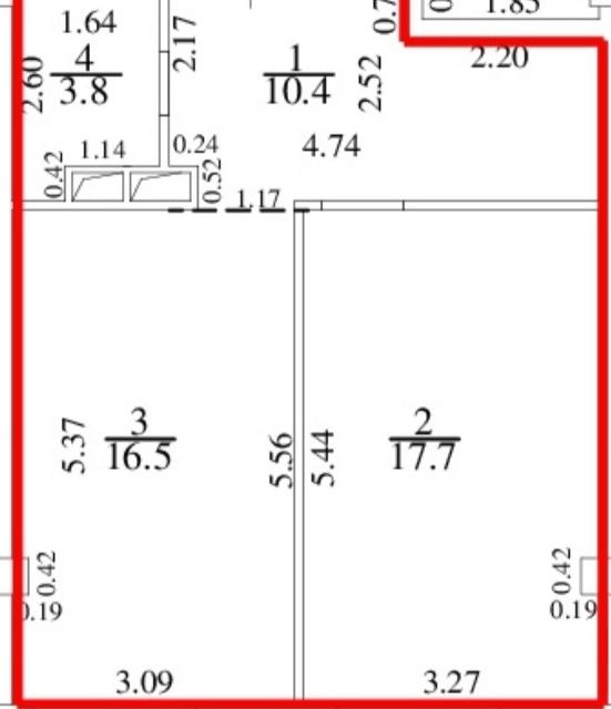 Продаётся 2-комнатная квартира, 48.4 м²