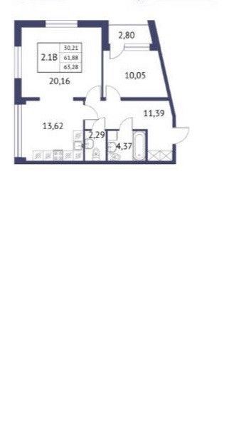 Продаётся 2-комнатная квартира, 62.6 м²