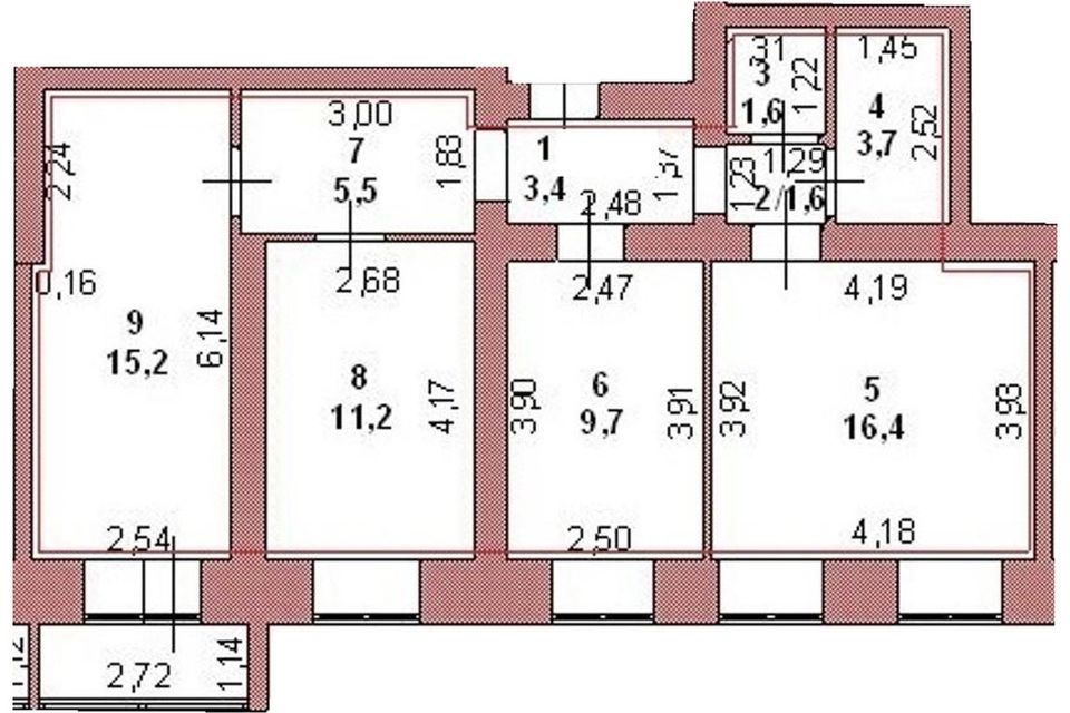 Продаётся 3-комнатная квартира, 68.3 м²