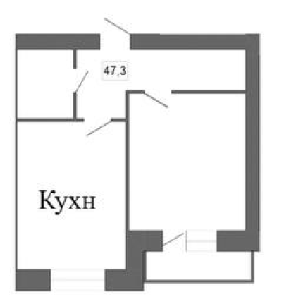 Продаётся 1-комнатная квартира, 47.3 м²