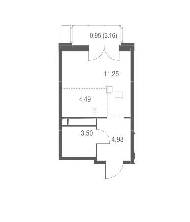 Продаётся студия, 25.17 м²