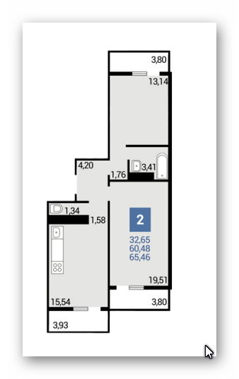 Продаётся 2-комнатная квартира, 66 м²