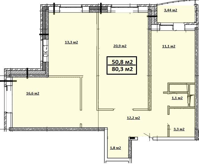 Продаётся 3-комнатная квартира, 80.3 м²