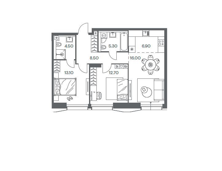 Продаётся 2-комнатная квартира, 67 м²