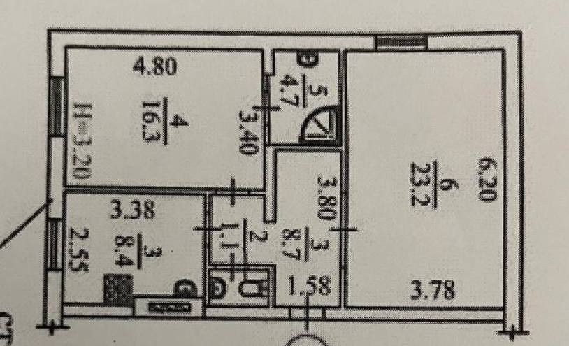 Продаётся 2-комнатная квартира, 63 м²