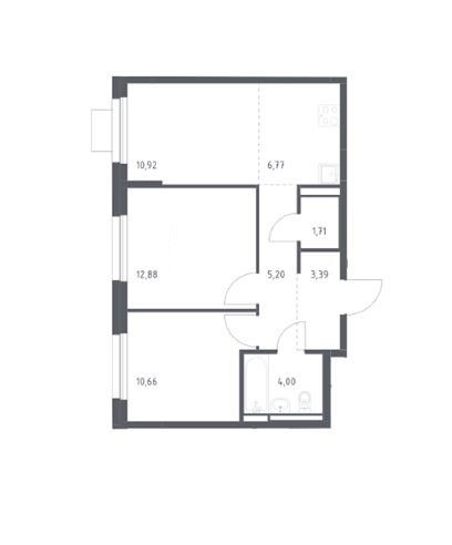 Продаётся 2-комнатная квартира, 55.5 м²