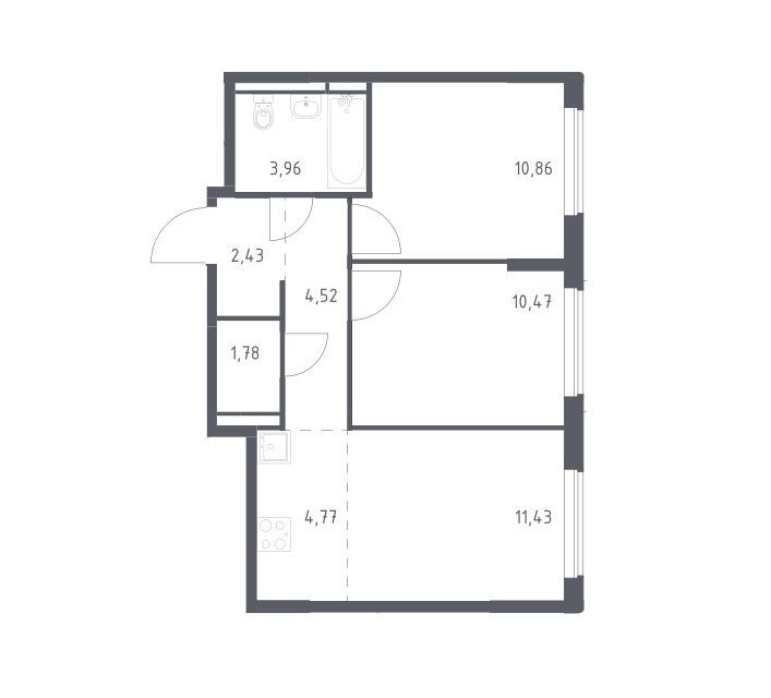 Продаётся 2-комнатная квартира, 50.22 м²