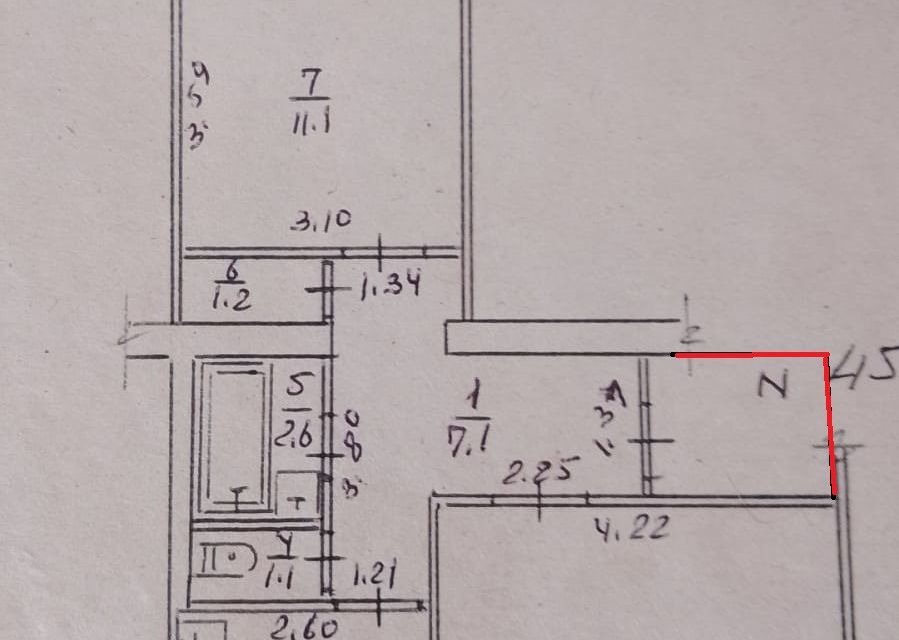 Продаётся 2-комнатная квартира, 53.8 м²
