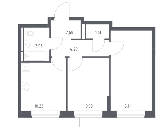 Продаётся 2-комнатная квартира, 47.8 м²