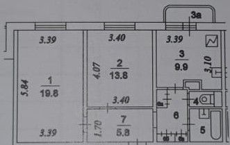 Продаётся 2-комнатная квартира, 57.5 м²