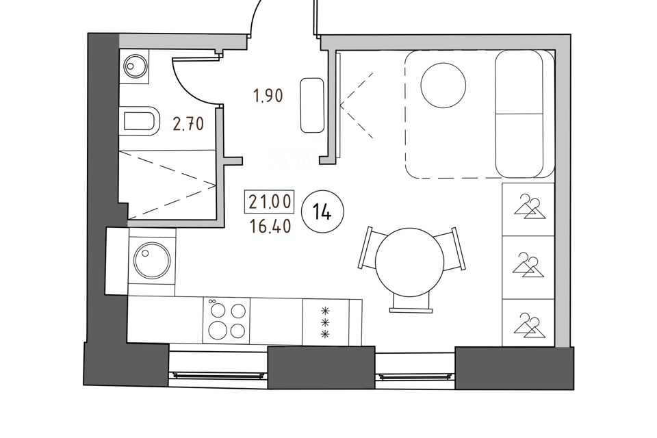 Продаётся студия, 21 м²