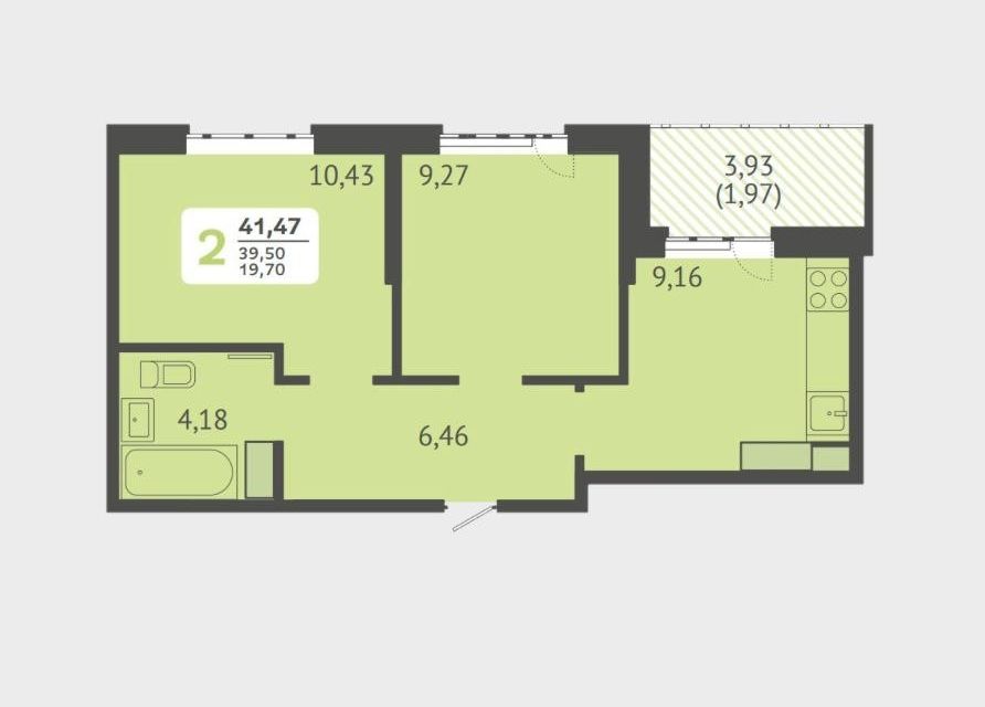 Продаётся 2-комнатная квартира, 41.7 м²
