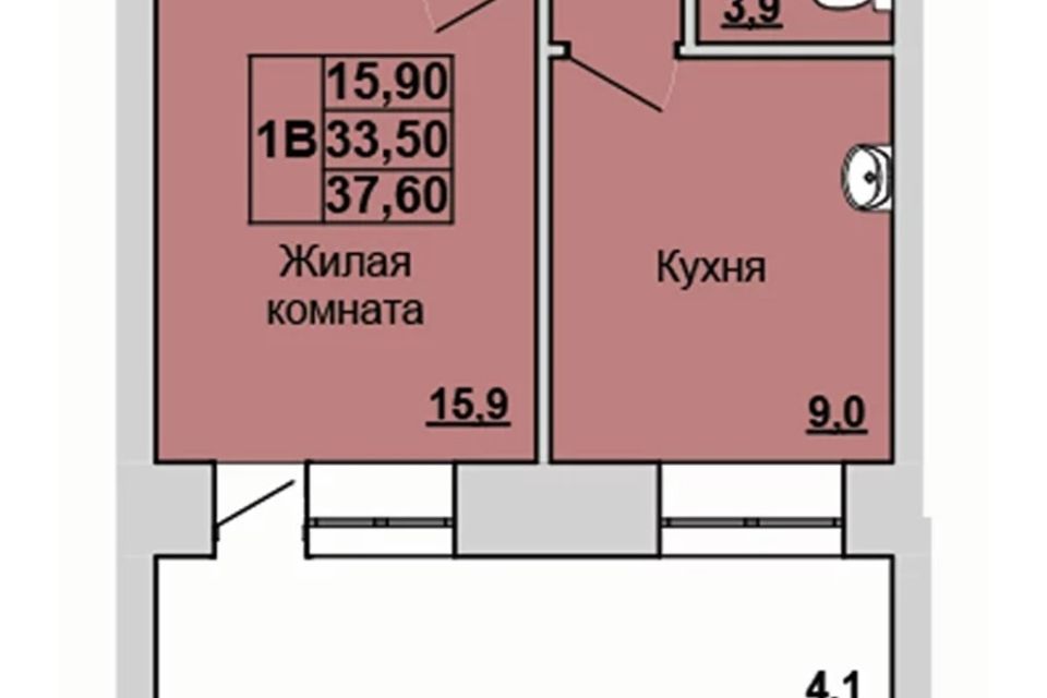 Продаётся 1-комнатная квартира, 33.8 м²