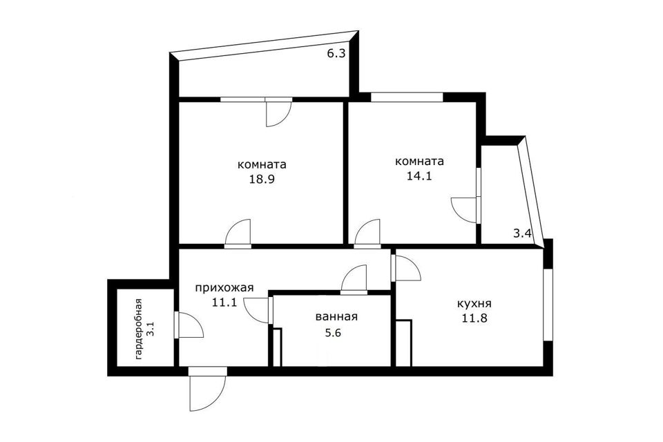 Продаётся 2-комнатная квартира, 74.3 м²