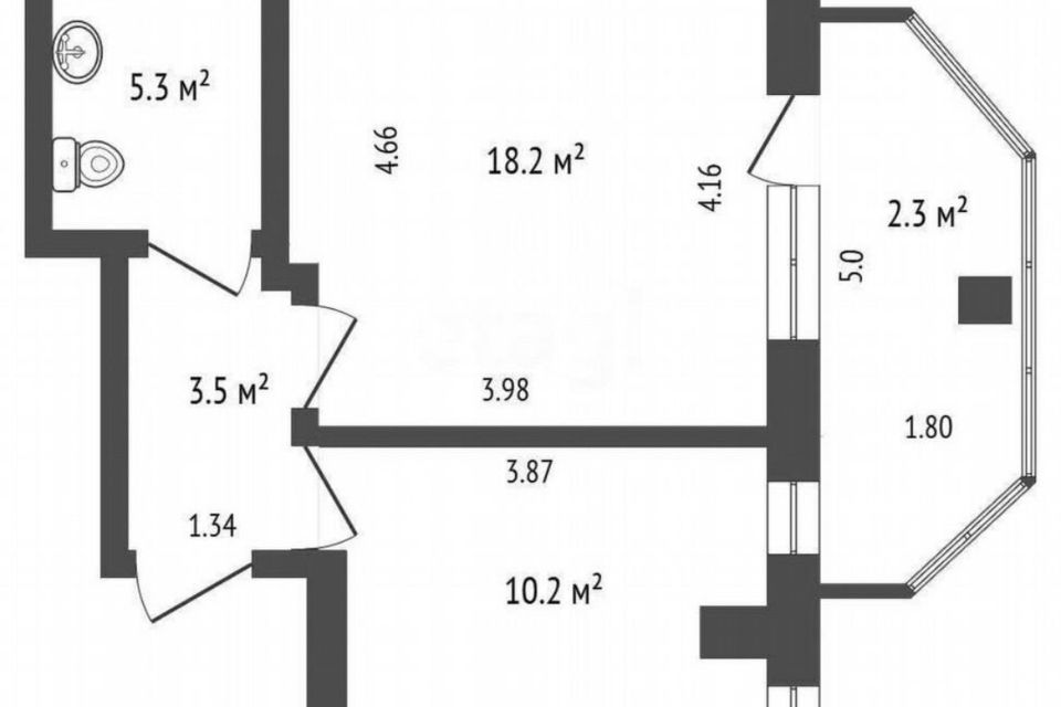 Продаётся 1-комнатная квартира, 37.2 м²