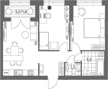 Продаётся 2-комнатная квартира, 59.65 м²