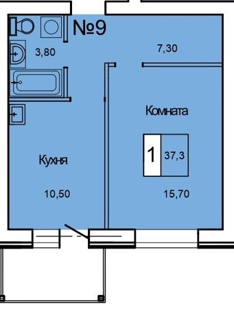 Продаётся 1-комнатная квартира, 37.3 м²
