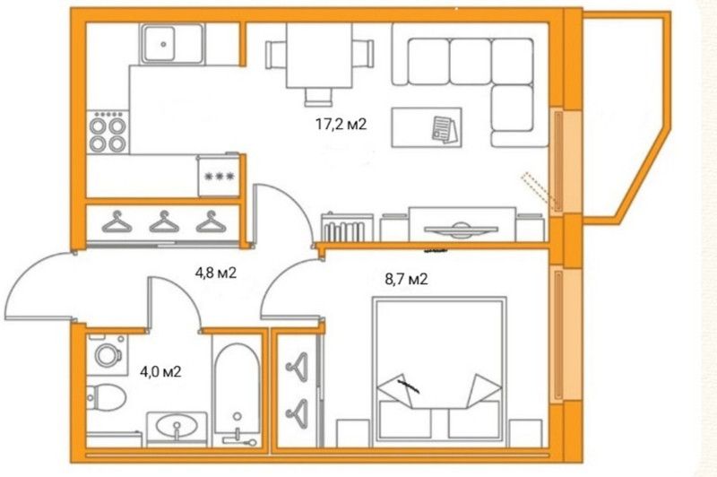 Продаётся 1-комнатная квартира, 34.7 м²
