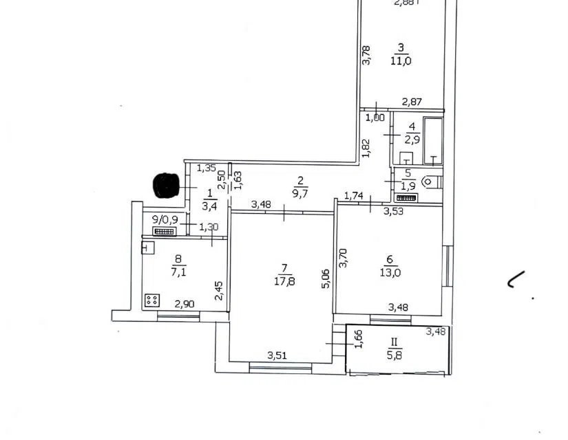 Продаётся 3-комнатная квартира, 76 м²
