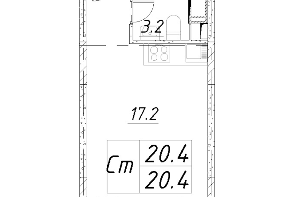 Продаётся студия, 20.4 м²