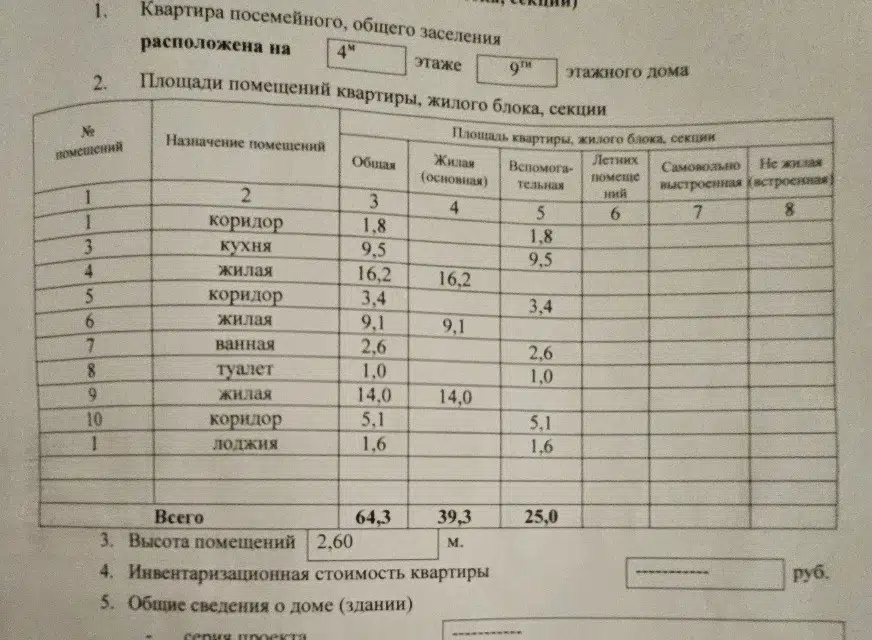 Продаётся 3-комнатная квартира, 64.3 м²