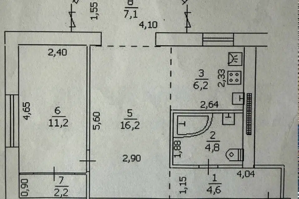 Продаётся 2-комнатная квартира, 54 м²
