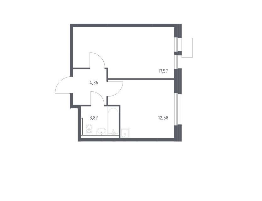 Продаётся 1-комнатная квартира, 38.38 м²