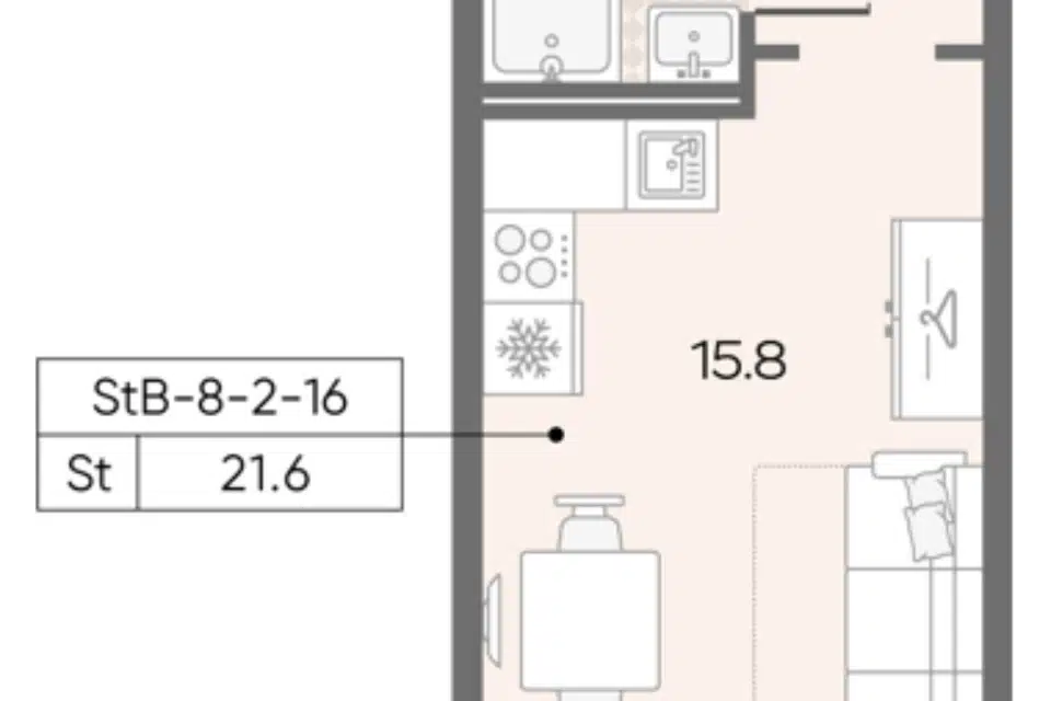 Продаётся студия, 21.5 м²