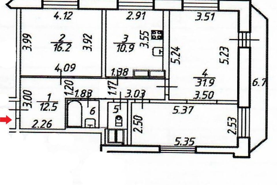 Продаётся 3-комнатная квартира, 75.7 м²